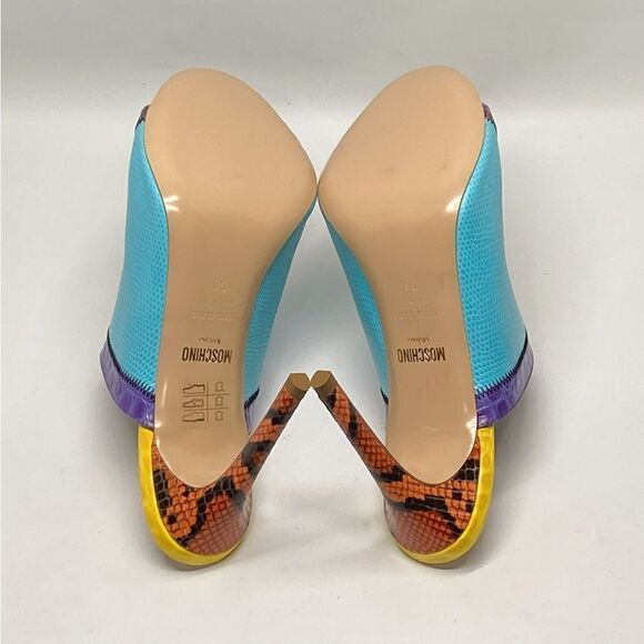 Moschino M Stud Group Patchwork Leather Mule Sandals size 38 - Picture 10 of 11